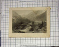 Original Old Antique Print Pomaret Bridge Mountains River
