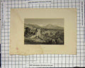 Original Old Antique Print Thun River Plains Fields Mountains