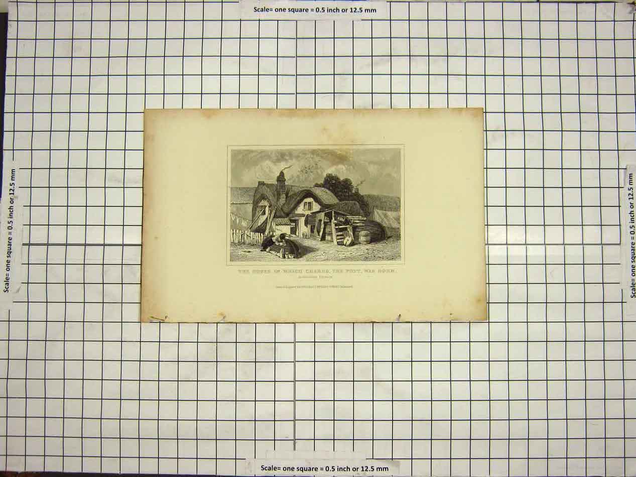 Original Old Antique Print House Crabbe Poet Born Aldeburgh Suffolk Dugdales
