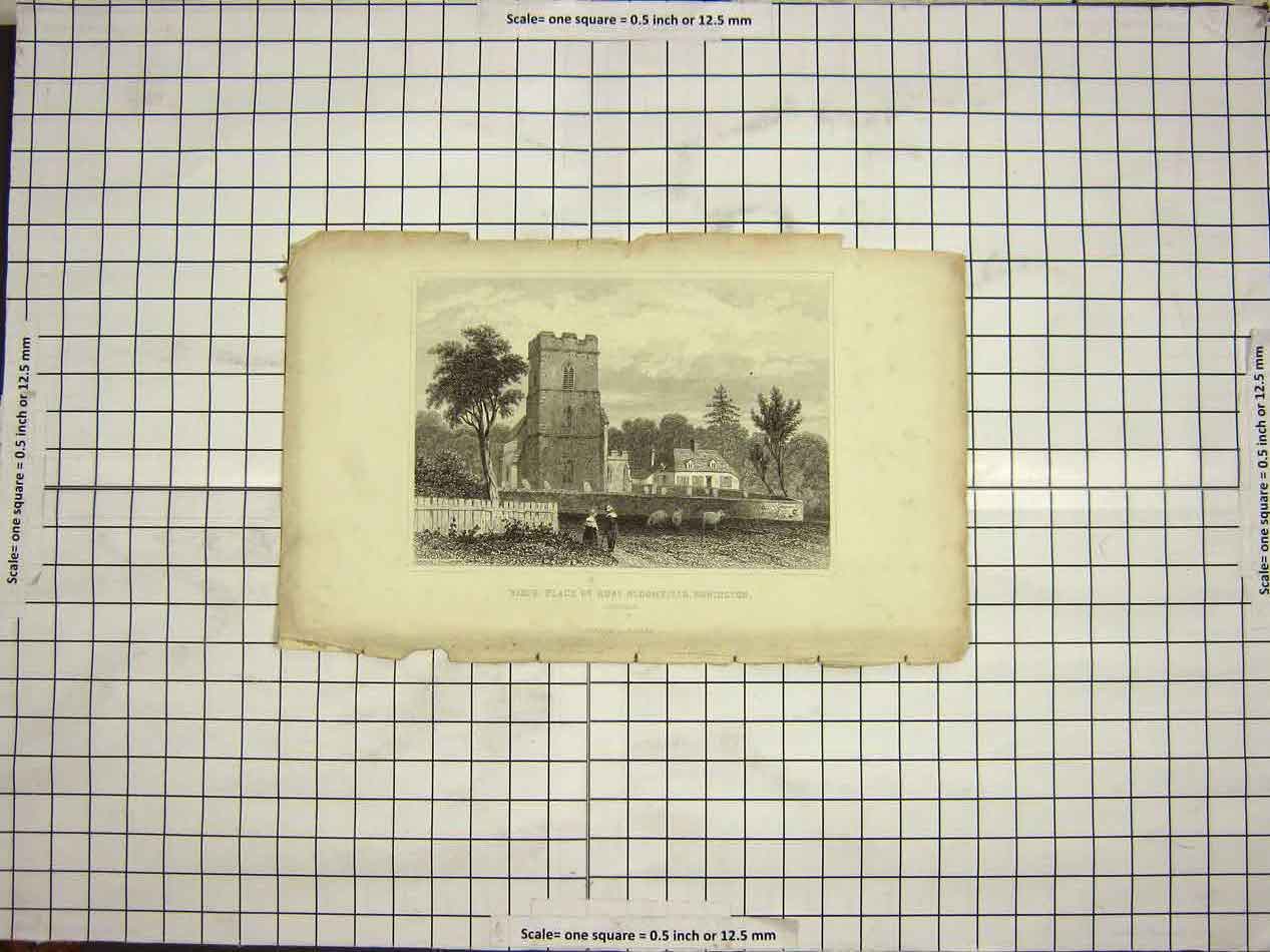 Original Old Antique Print Birth Place Robert Bloomfield Honington Suffolk