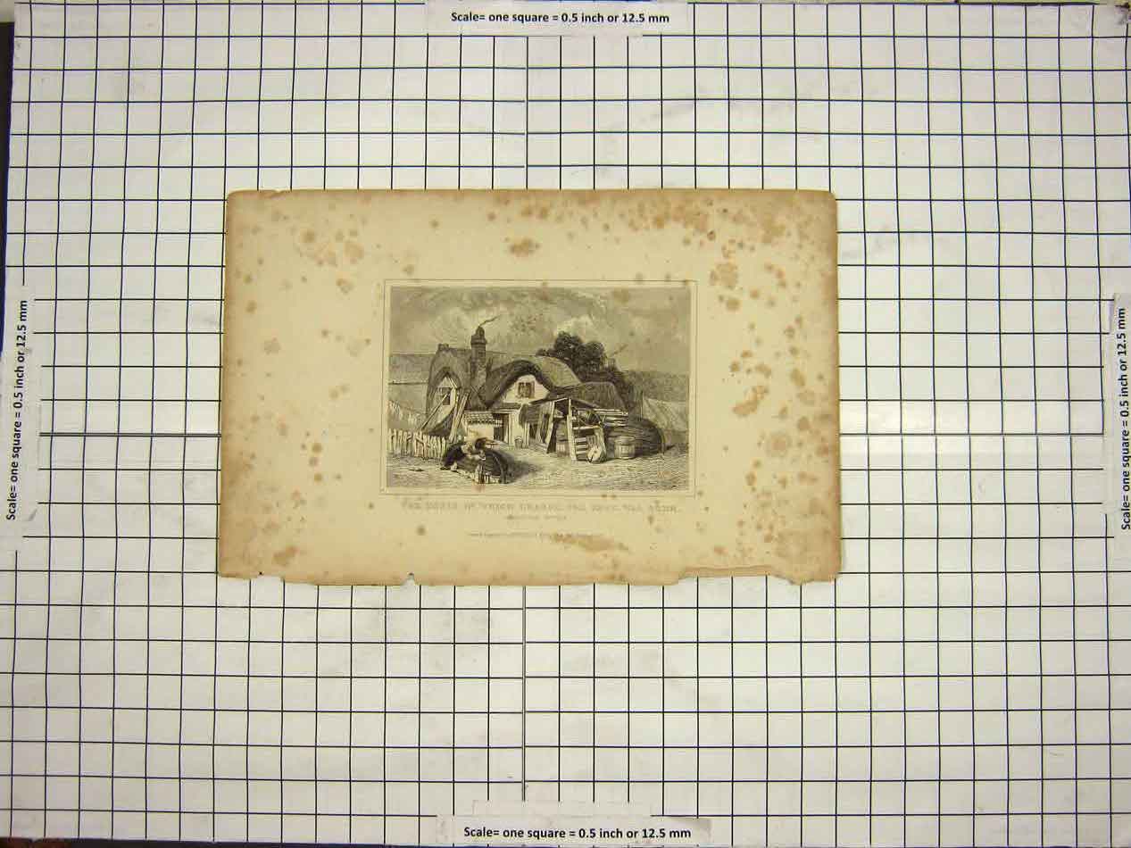 Original Old Antique Print House Crabbe Poet Born Aldesburgh Suffolk Dugdales