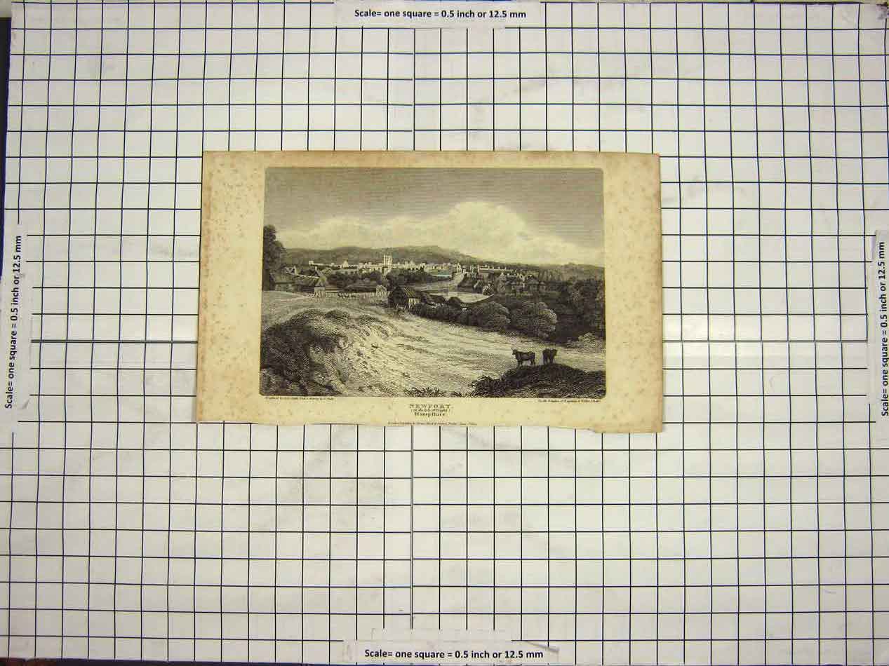 Old Antique Print 1807 View Newport Isle Wight Hampshire Engraving Smith 19th