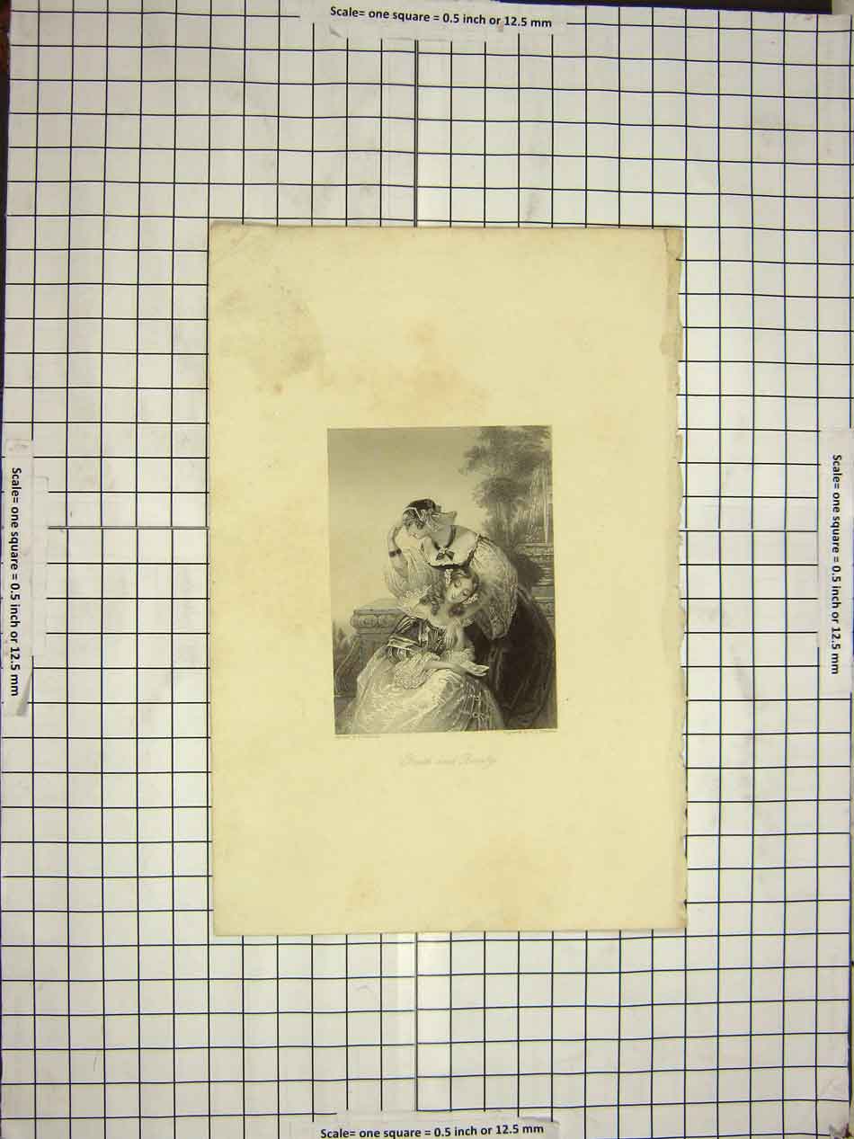Original Old Antique Print Corbaux Edwards Engraving Beautiful Young Ladies