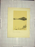 Original Old Antique Print View Lake Windermere Newby Bridge Mountains Scene