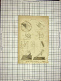 Original Old Antique Print 1827 Dialling Instruments Diagrams Shury Engraving