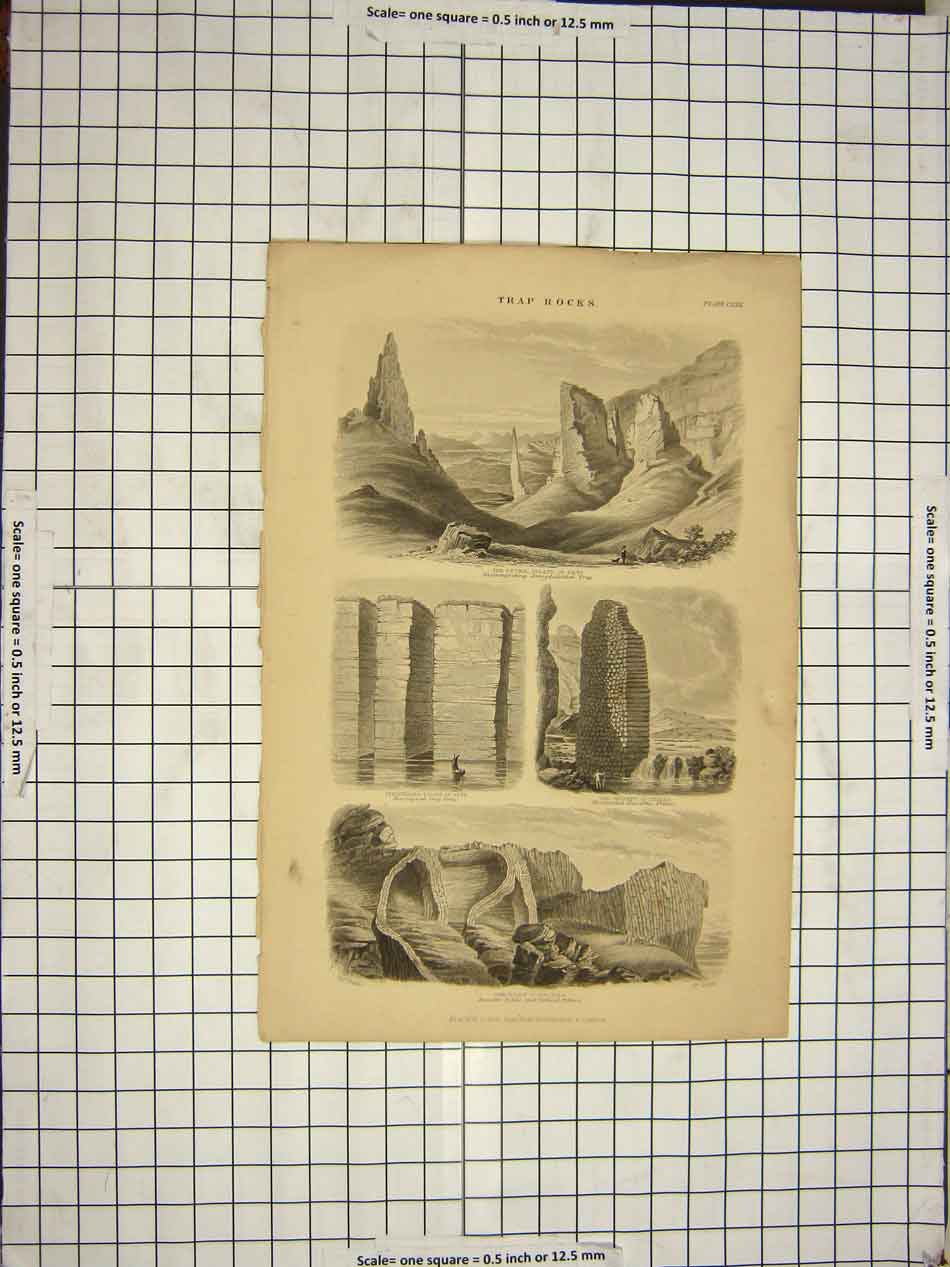 Original Old Antique Print Trap Rocks Storr Island Strathaird Skye Barn Helena