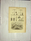Original Old Antique Print Hydro-Dynamics Hydrostatics Volcano Mountain Blackie