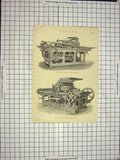 Original Old Antique Print Ing Wharfedale Cylinder Machine Top Feeder 19th