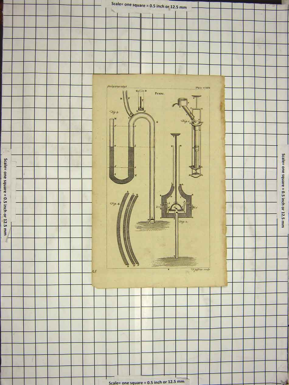 Original Old Antique Print Pumps Instruments Diagrams 20th Century