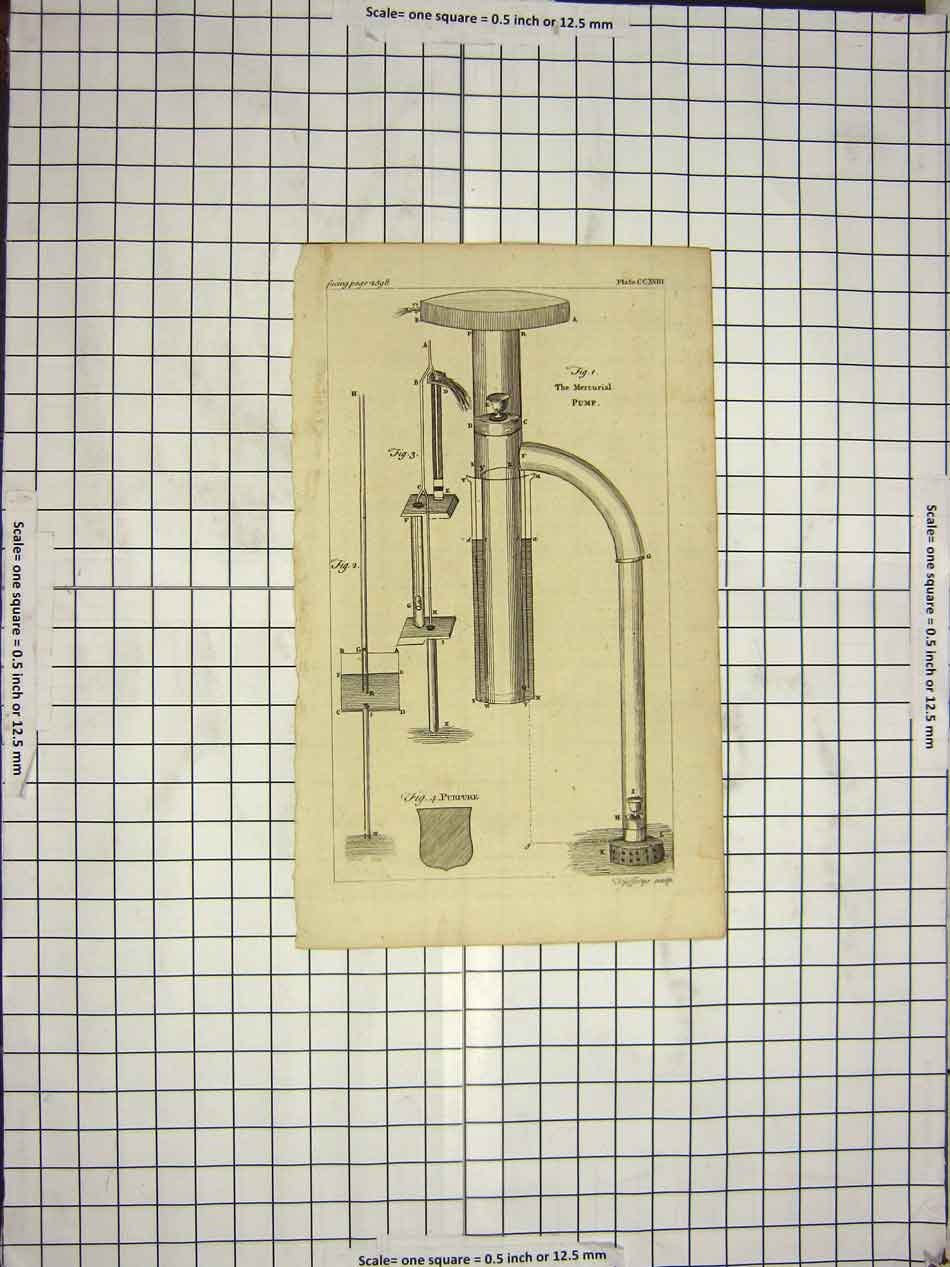 Original Old Antique Print Mercurial Pump Purpure Instruments 20th Century