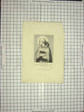 Original Old Antique Print Portrait St. Bernhardus Man Bible