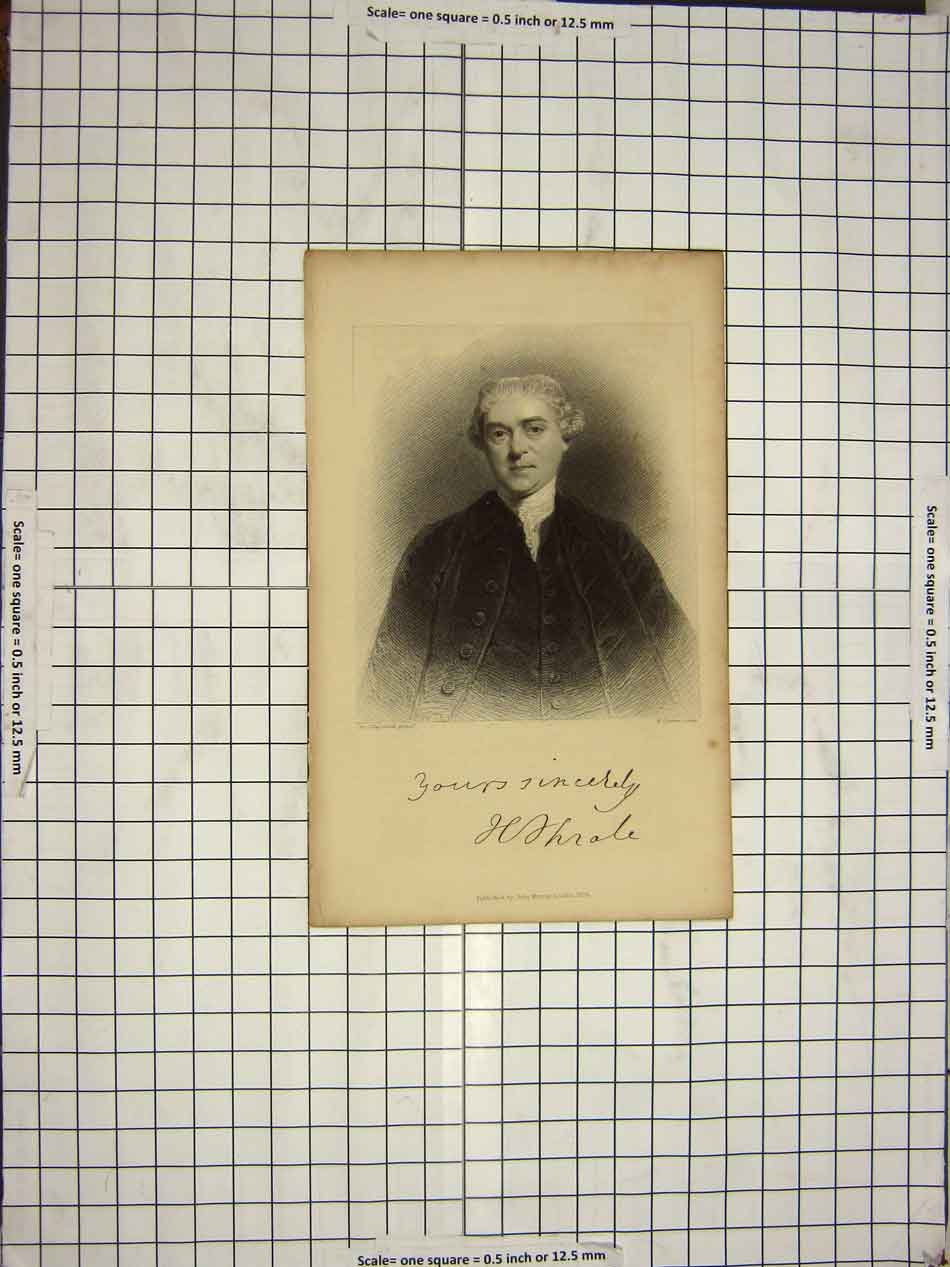 Original Old Antique Print 1836 Portrait Man Reyns Scriven 19th Century