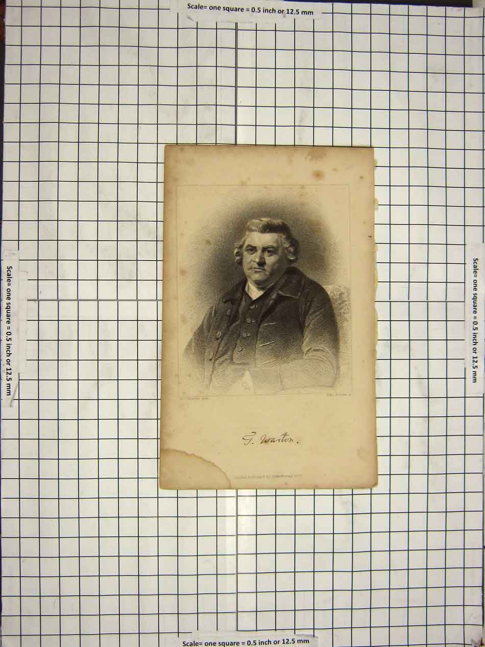 Original Old Antique Print 1836 Portrait Warton Reyns Scriven 19th Century