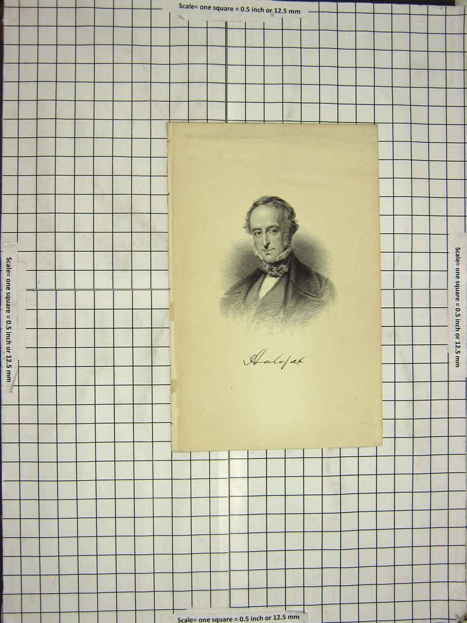 Original Old Antique Print Portrait Halifax Man Roffe Engraving