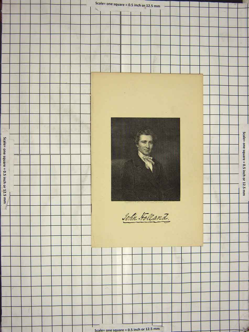 Original Old Antique Print Portrait John Holland Engraving Adlard