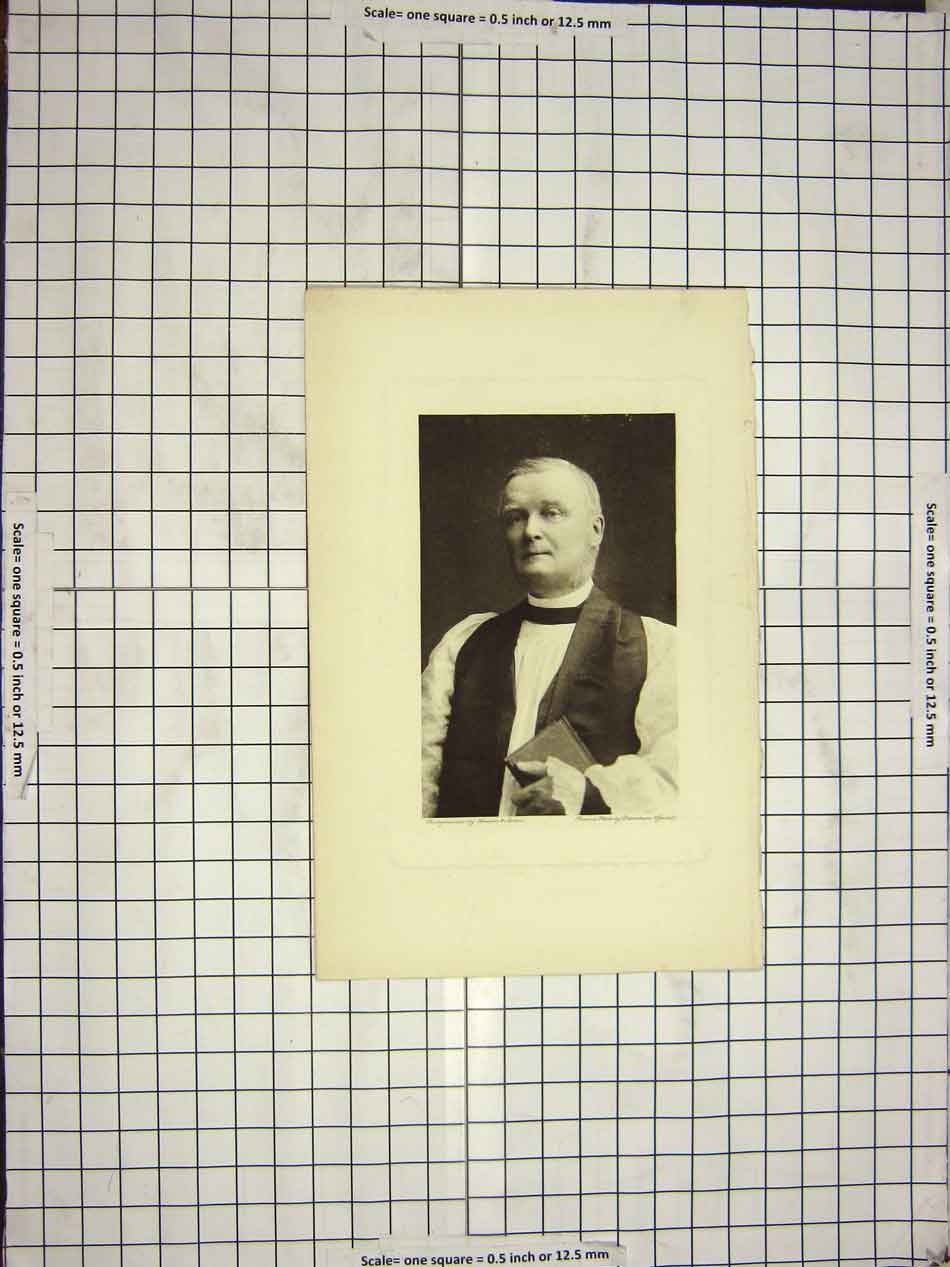 Original Old Antique Print Portrait Photograph Priest Man Swan