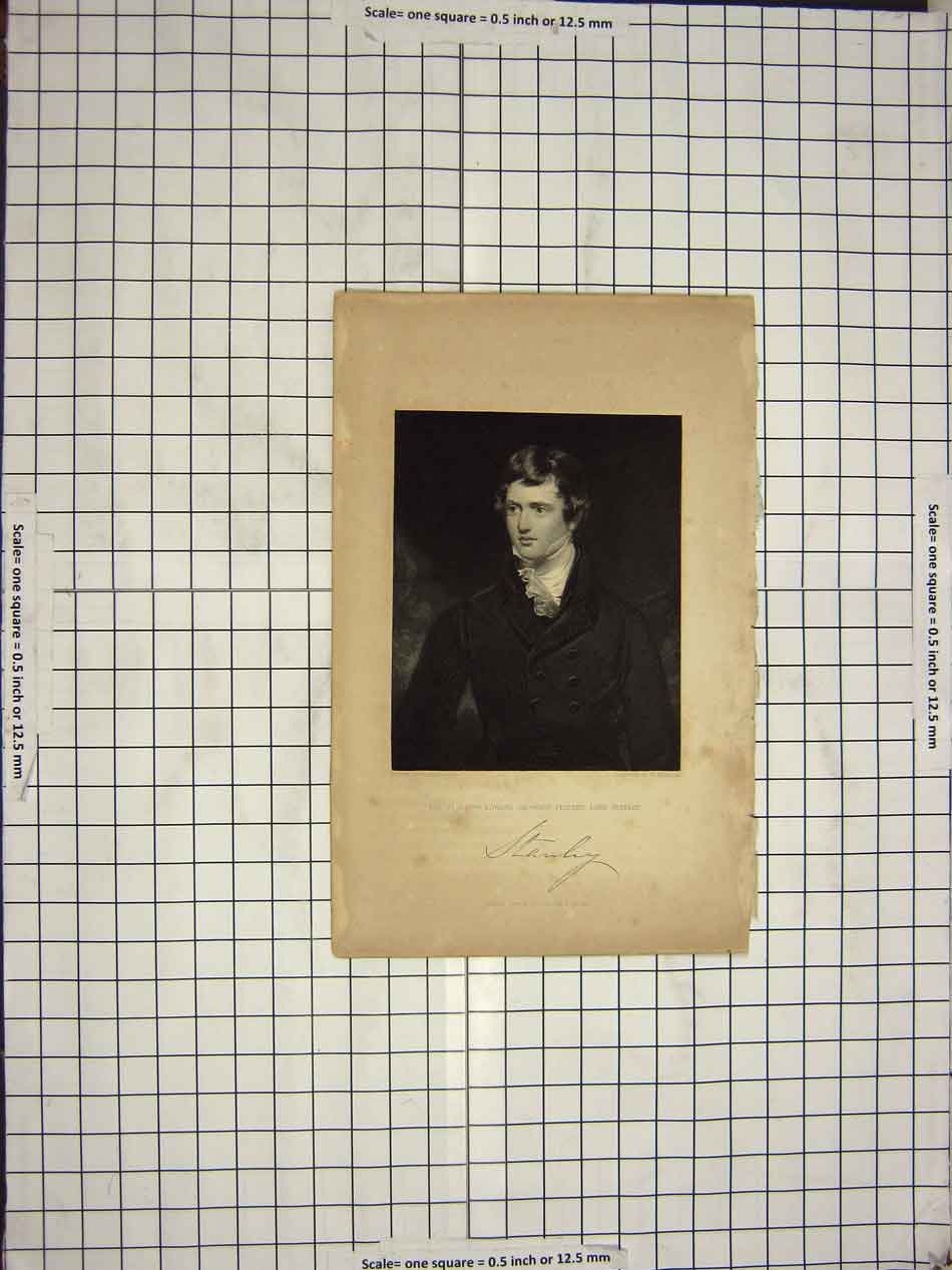Original Old Antique Print Portrait Edward Geoffrey Lord Stanley