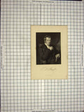 Original Old Antique Print 1835 Portrait Burton Briggs Holl Engraving 19th