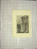 Old Antique Print Architecture Town Hall Ghent Bartlett Engraving Payne