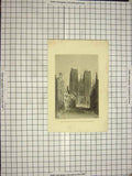 Original Old Antique Print Bartlett Payne Engraving Church St. Gudule Brussels