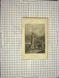 Old Antique Print Dugdales Engraving Dunstable Priory Church Bedfordshire