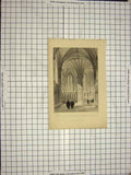 Old Antique Print Interior Chapter House Lincoln Cathedral Allom Tingle