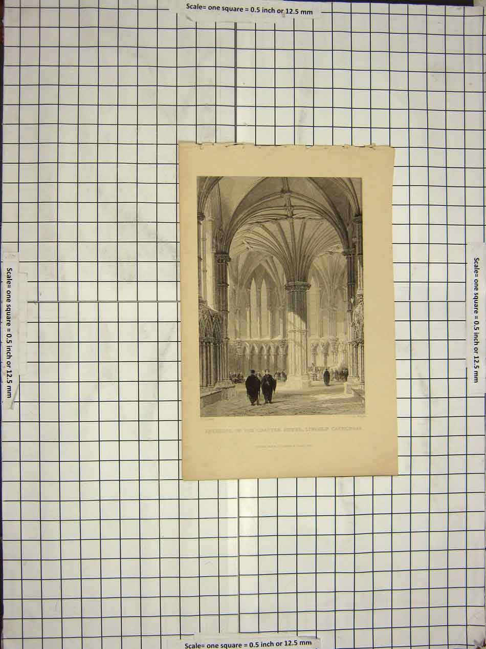 Old Antique Print Interior Chapter House Lincoln Cathedral Allom Tingle