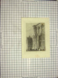 Original Old Antique Print Bartlett Payne Engraving View Part Town Hall Ghent