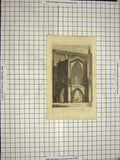 Original Old Antique Print North Porch Hereford Cathedral Architecture