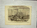 Original Old Antique Print Ship Wreck Fishermens Boats Filey Bay 1860 Fishing