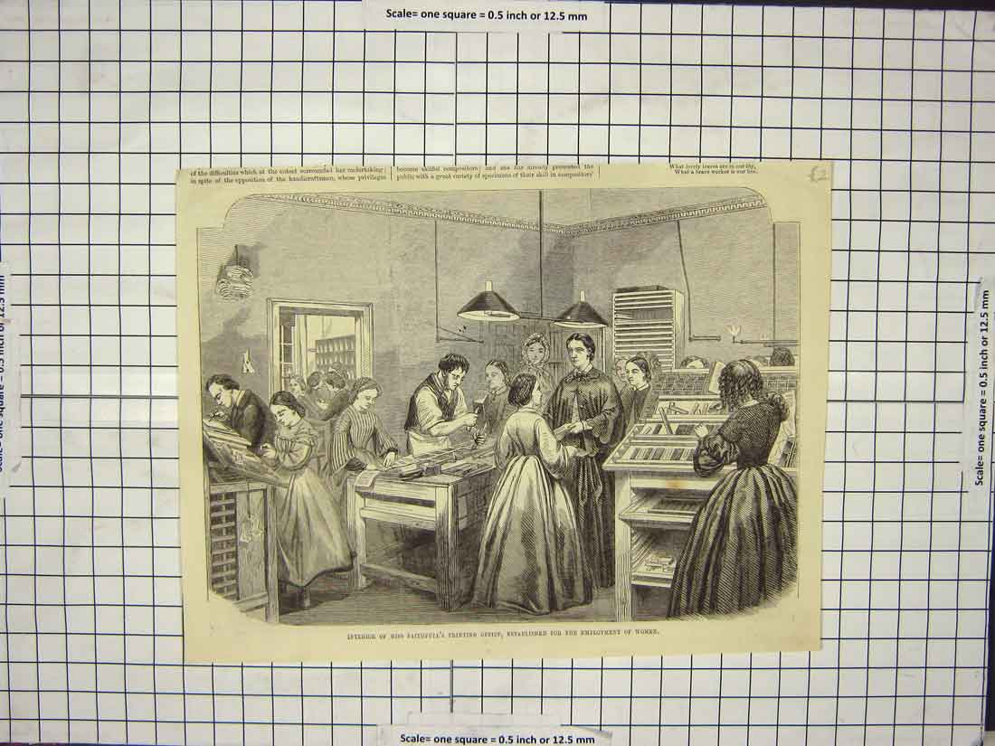 Original Old Antique Print Miss Faithfull Ing Office Employment Women