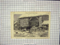 Original Old Antique Print 1855 Scene Farmyard Snow Winter Animals Barn 19th
