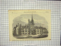 Old Antique Print 1865 Hospital French Protestants Victoria Park London 19th