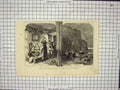 Original Old Antique Print Family Home Scene Christmas Castaways Sea Cliffs