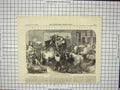 Original Old Antique Print 1856 Uncarting Cattle Baker Street Bazaar Smithfield