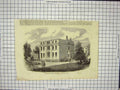 Original Old Antique Print Harley House New-Road Residence Queen Oude Building