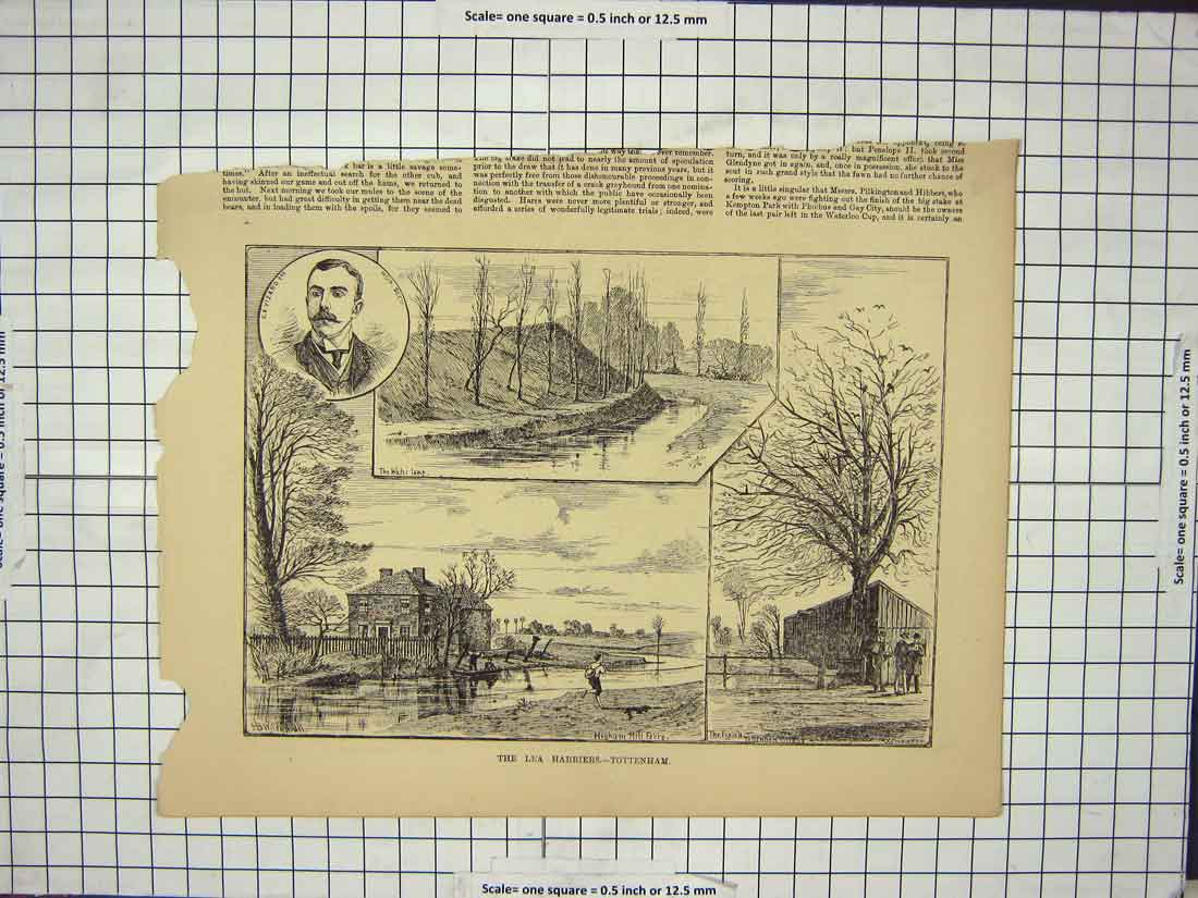 Old Antique Print Lea Harriers Tottenham Vizard Sport Athletics Running