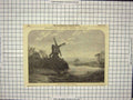 Old Antique Print 1852 Sunset Scene Windmill Lake Fishing Boat Fine Art 19th