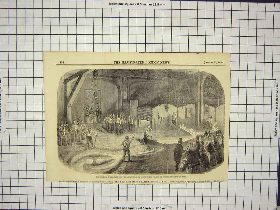 Original Old Antique Print 1866 Launch City Exeter Life-Boat England Victorian