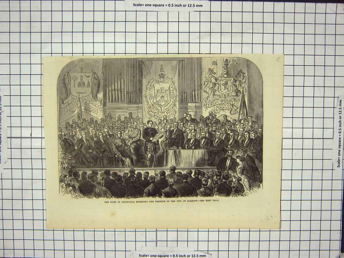 Original Old Antique Print Duke Edinburgh Freedom City Glasgow Scotland 18th