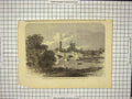 Old Antique Print Kelso Roxburghshire Prince Wales River Birdge Scotland 19th