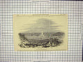 Original Old Antique Print 1846 Royal Yachts Pendennis Castle Cornwall England