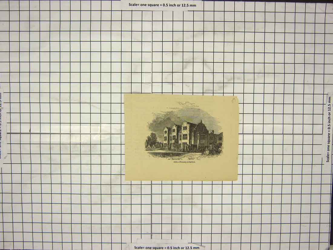 Original Old Antique Print Nunnery Salford Architecture Building England 20th