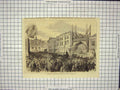 Old Antique Print Procession New Plait-Halls Luton Bedfordshire England