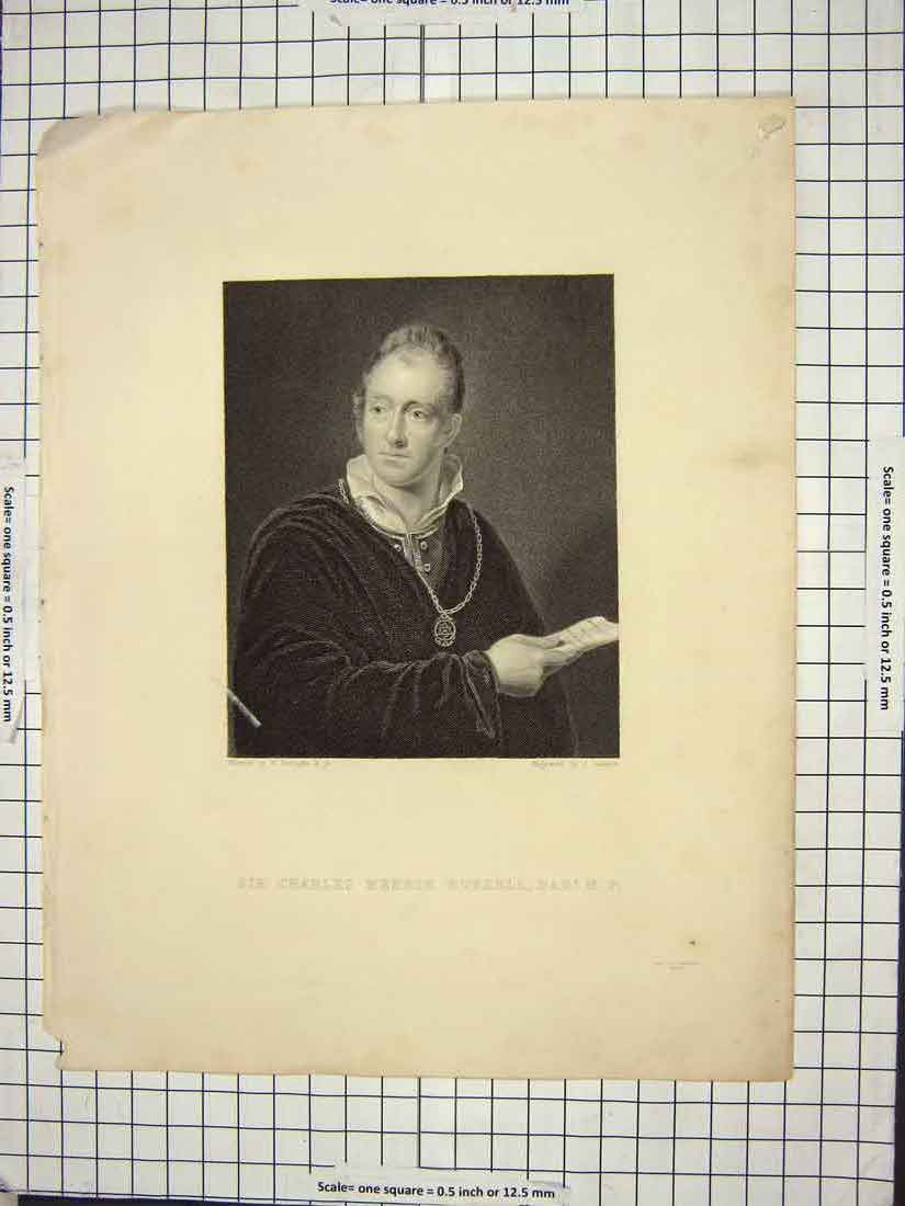 Original Old Antique Print Portrait Sir Charles Merrik Burrell Jenkins Reinagle