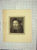 Original Old Antique Print Portrait Man Holloway Engraving