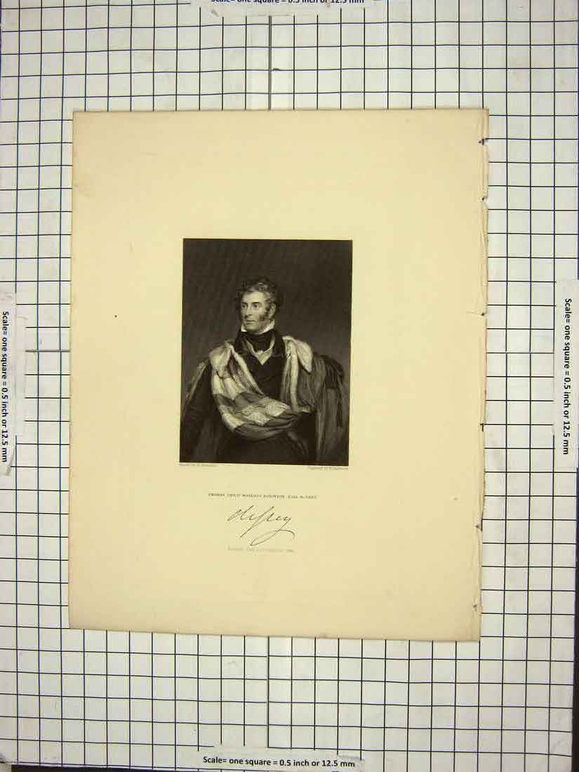 Original Old Antique Print 1846 Thomas Philip Weddel Robinson Earl De Grey 19th