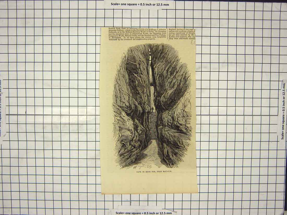 Original Old Antique Print Cave High Tor Matlock England