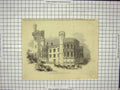 Original Old Antique Print Royal Visit Cornwall England Architecture