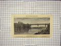 Original Old Antique Print 1865 Lattice-Girder Bridge River Wye Engineering